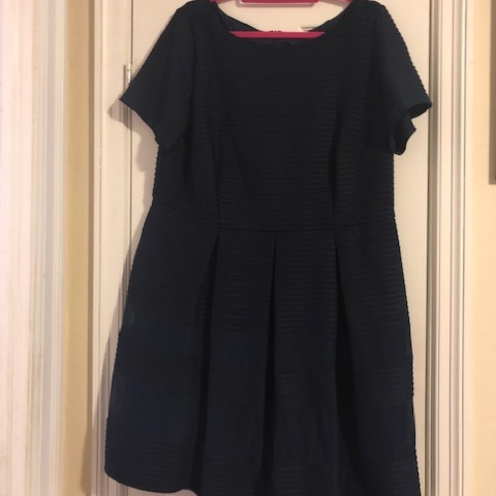 Taylor Pleated Navy short sleeved Plus Size dress
